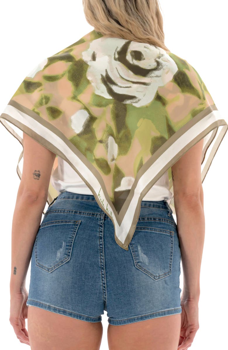 Nicole Miller Floral Square Scarf, Alternate, color, Ivory