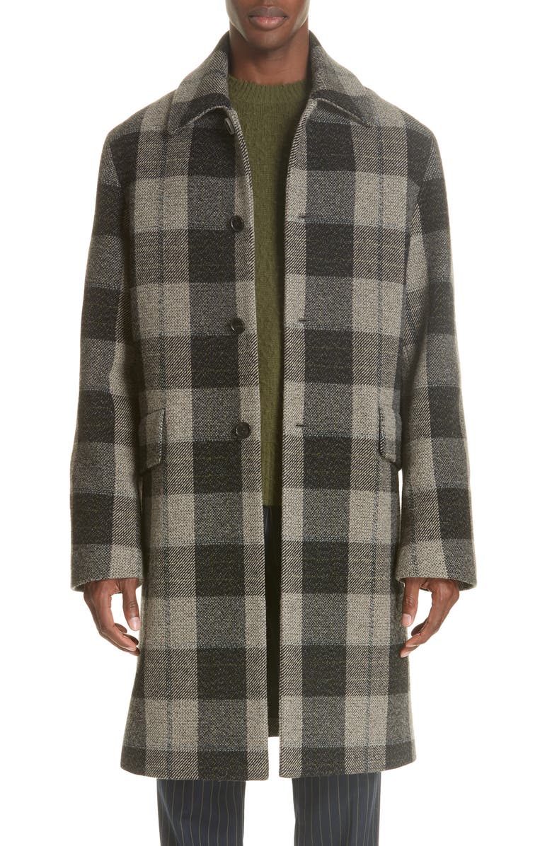 Acne Studios Check Wool Overcoat, Main, color,