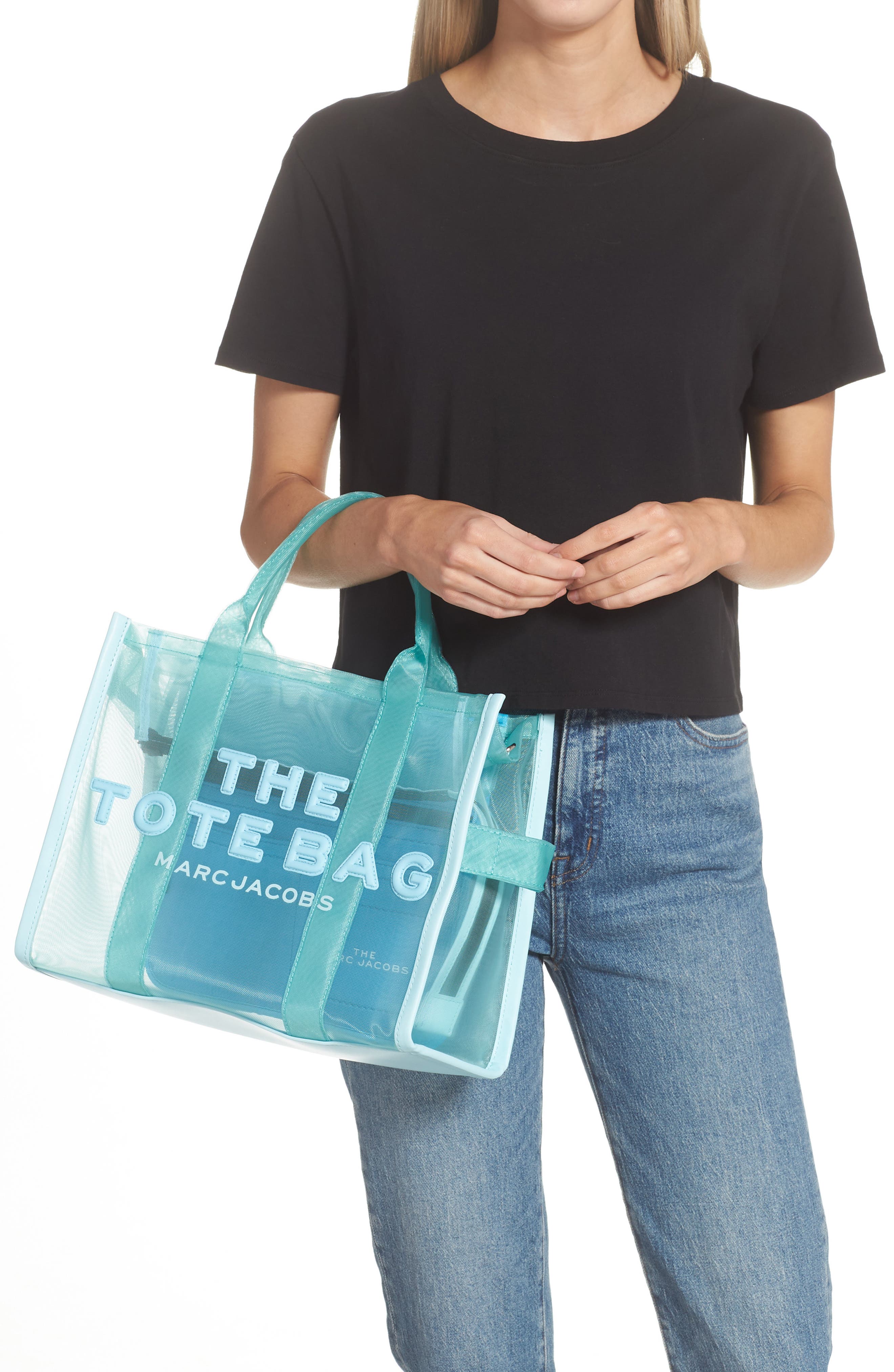 Marc Jacobs The Medium Mesh Tote Bag, Alternate, color, Pale Blue
