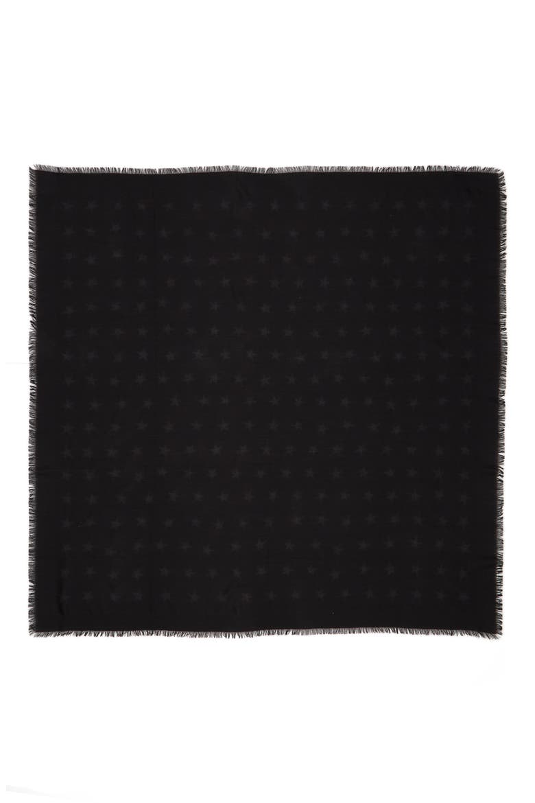 Large Mesh Stars Wool Shawl, Main, color, BLACK/ BLACK