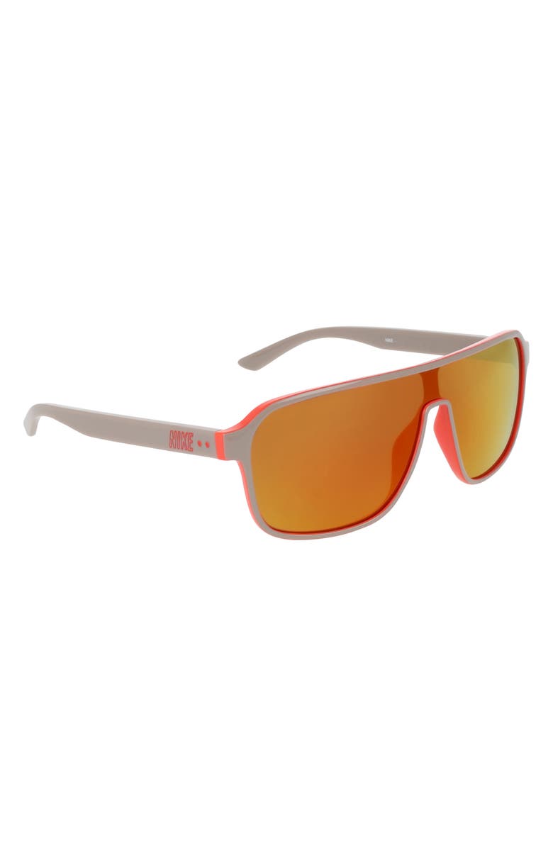 Nike Vintage Flyer 64mm Shield Sunglasses, Alternate, color, College Grey / Orange Flash