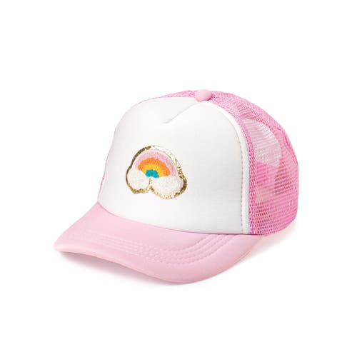 Shop Sweet Wink Rainbow Patch Trucker Hat In Pink/white