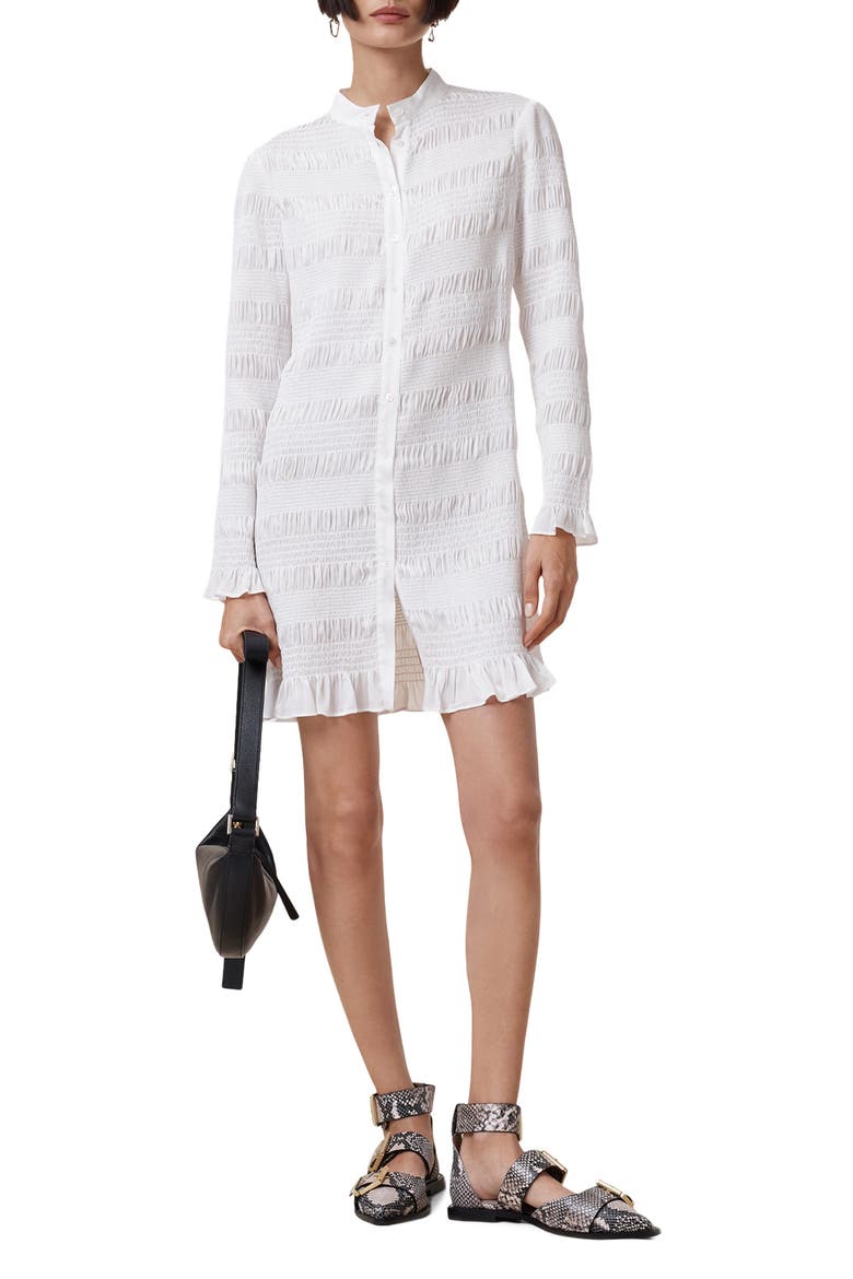 Meg Long Sleeve Ruffle Minidress, Alternate, color, WHITE
