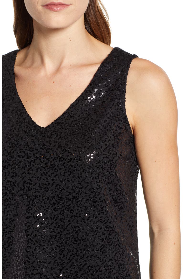 Gibson x Glam Squad Cassie V-Neck Sequin Tank (Nordstrom Exclusive), Alternate, color, BLACK