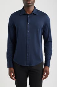 Nordstrom Tiller Lux Cotton Knit Button-Up Shirt