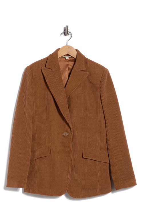 Max Studio One-button Corduroy Blazer In Brown
