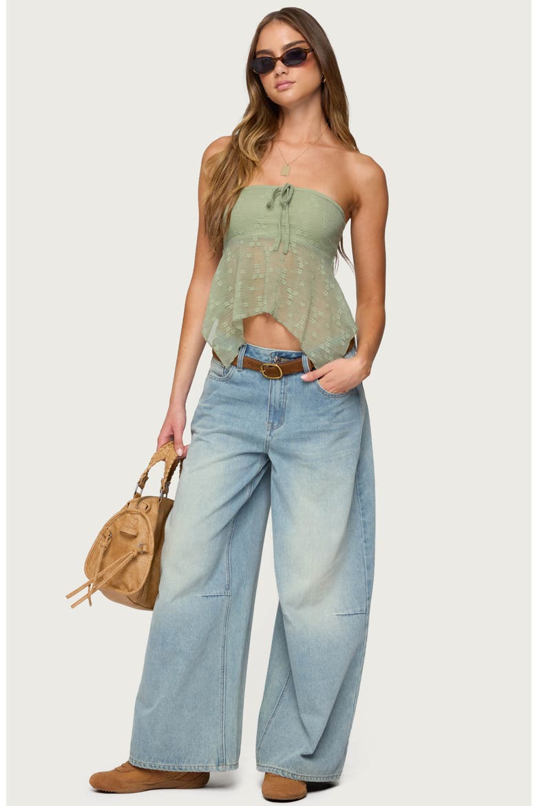 Embroidered Sheer Strapless Top, Alternate, color, SAGE