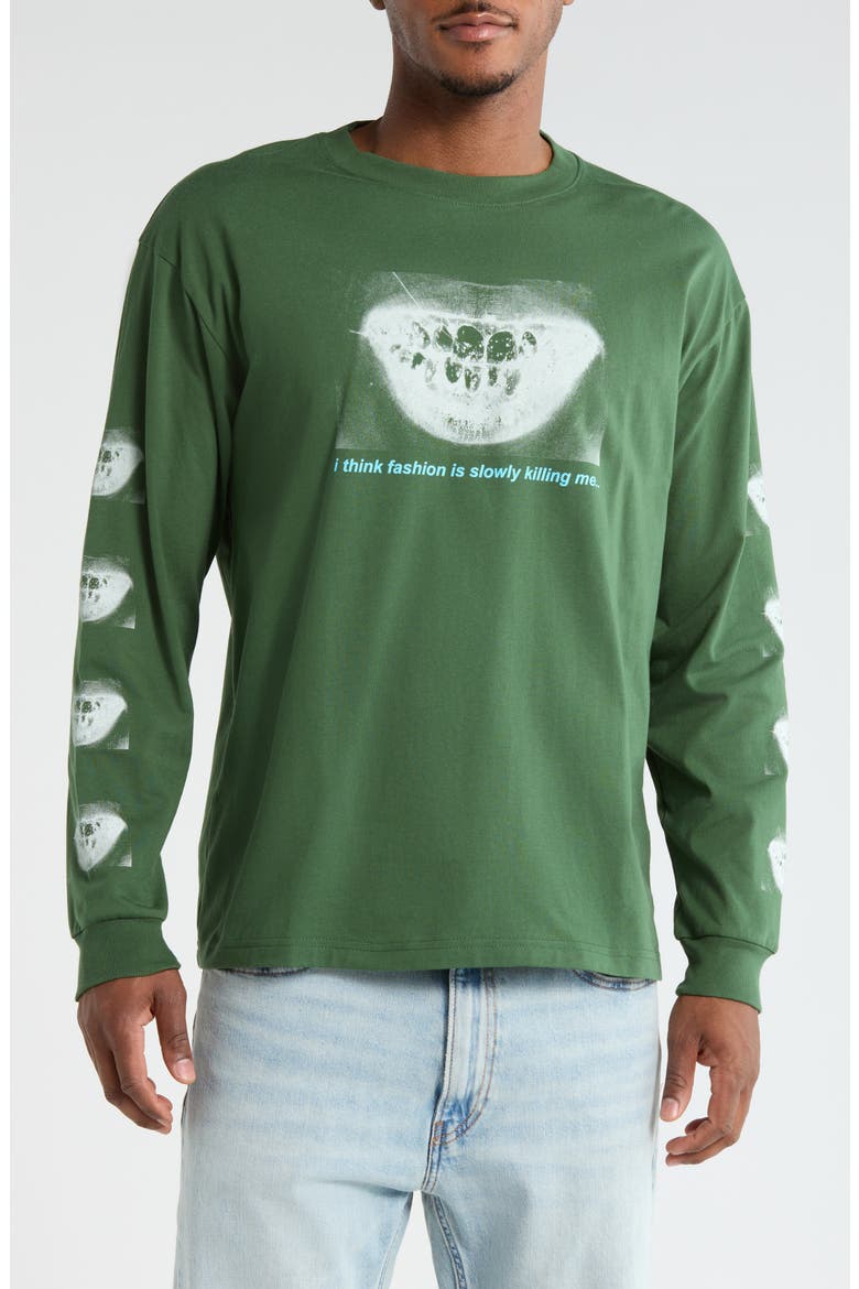 Decay Graphic Print Long Sleeve T-Shirt, Main, color, FOREST