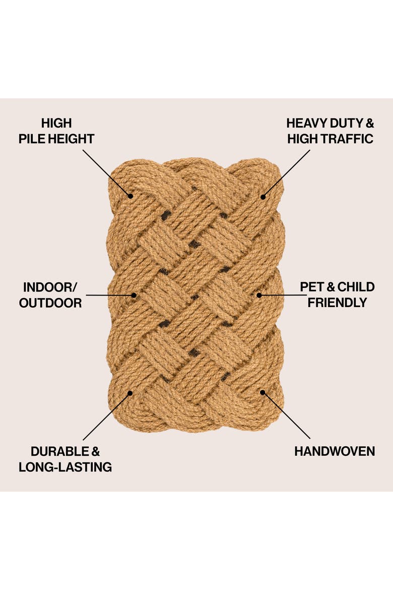 Maeve Classic Coastal Scalloped Basketweave Coir Indoor/Outdoor DoorMat, Alternate, color, Natural (Set of 2)