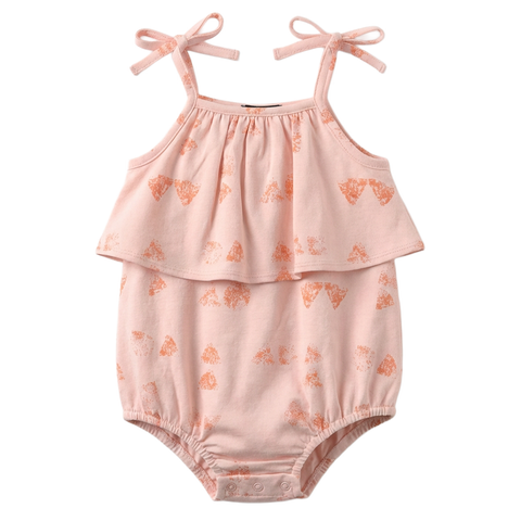 Girl Faded Ruffle Self-Tie Shoulder Bow Romper