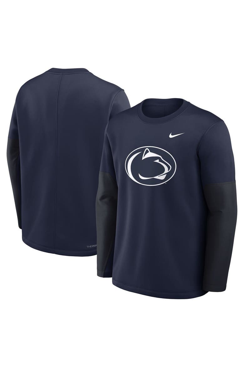 Men's Nike Navy Penn State Nittany Lions 2025 Sideline Coach Performance Long Sleeve T-Shirt, Alternate, color, Navy