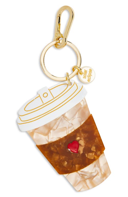 Solar Eclipse Hand Painted Coffee Cup Key Chain Bag Charm In Gold