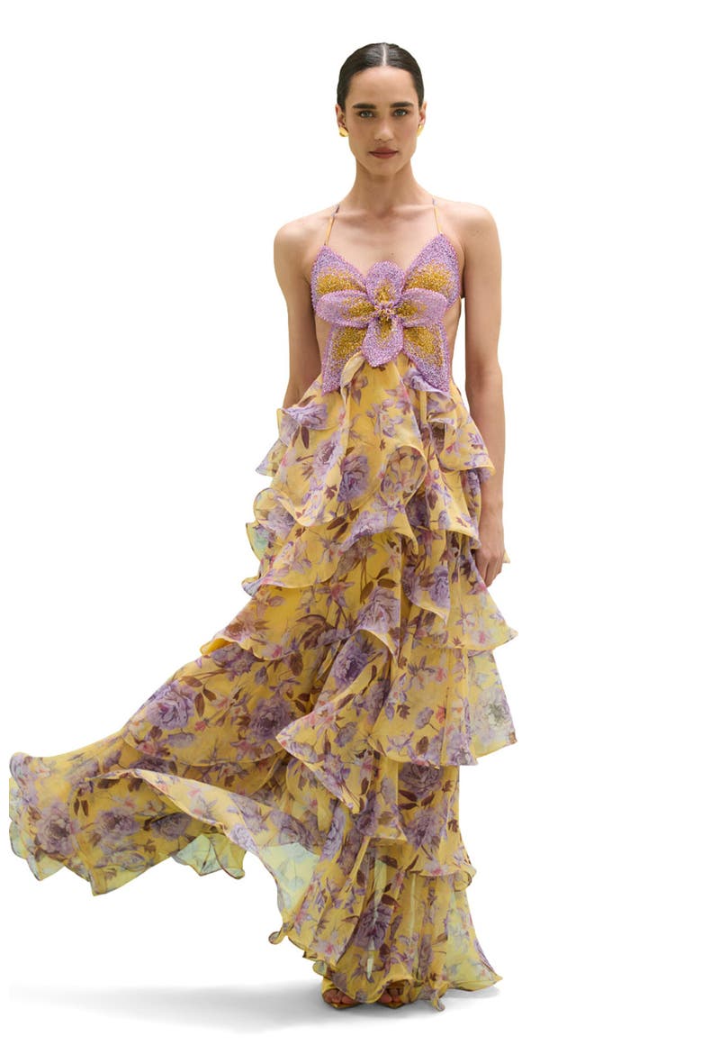 Peony Butterfly Maxi Dress, Main, color, YELLOW