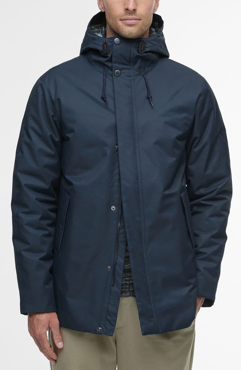 Barbour Modern Lorden Waterproof Hooded Jacket, Main, color, Navy