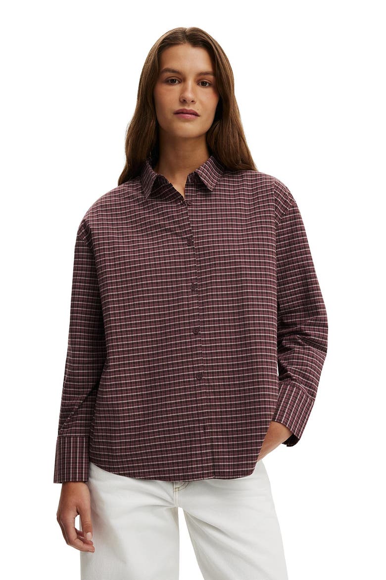 Women's Sloane Oversized Shirt, Main, color, Micro Check Cocoa Deep