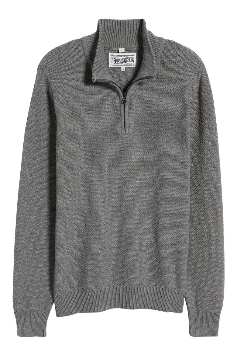 Waffle Knit Quarter Zip Pullover, Alternate, color, GREY