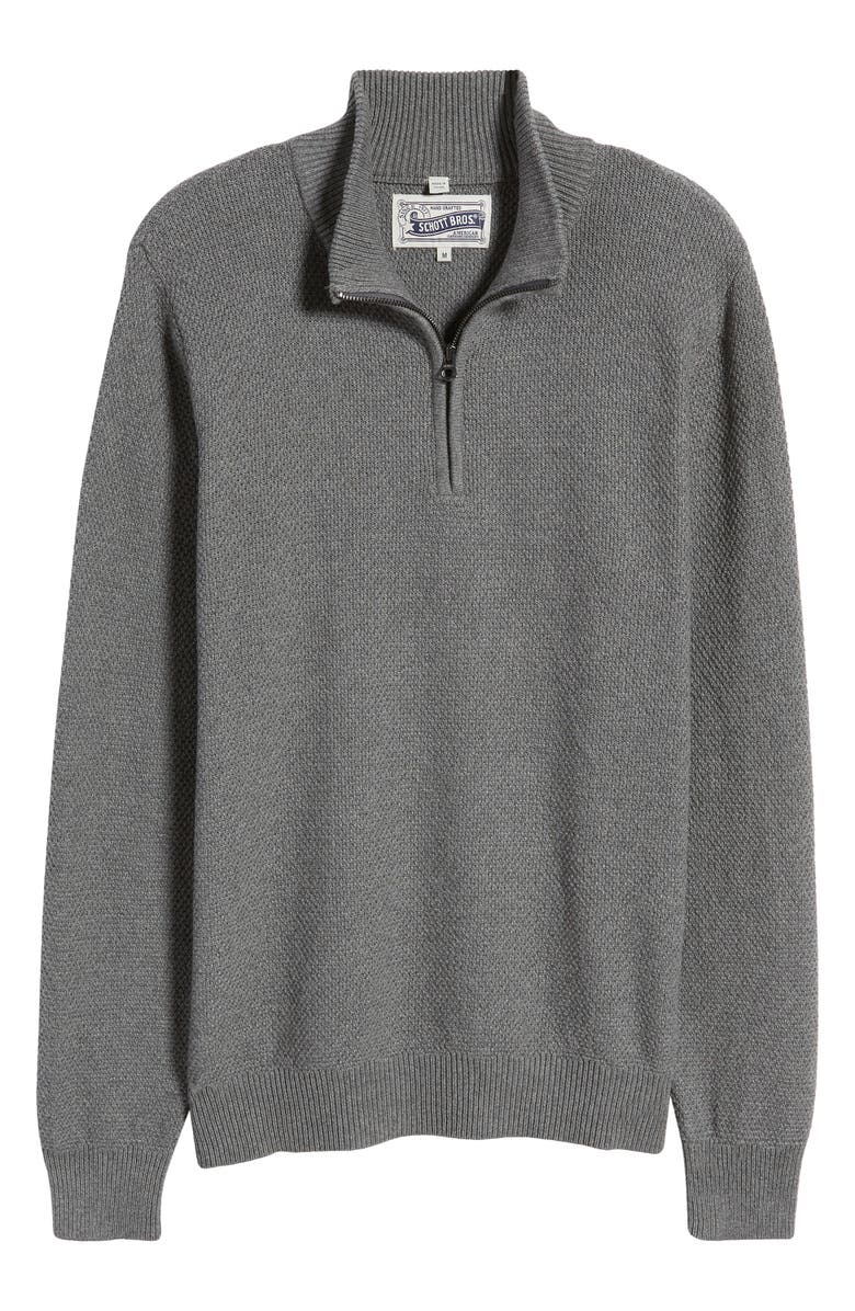 Schott NYC Waffle Knit Quarter Zip Pullover, Alternate, color, 