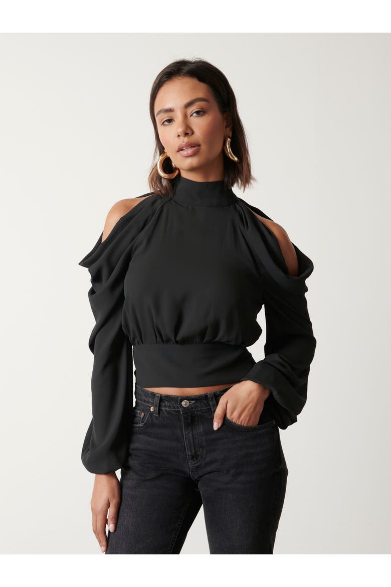 Selena Cold Shoulder Top, Main, color, Black