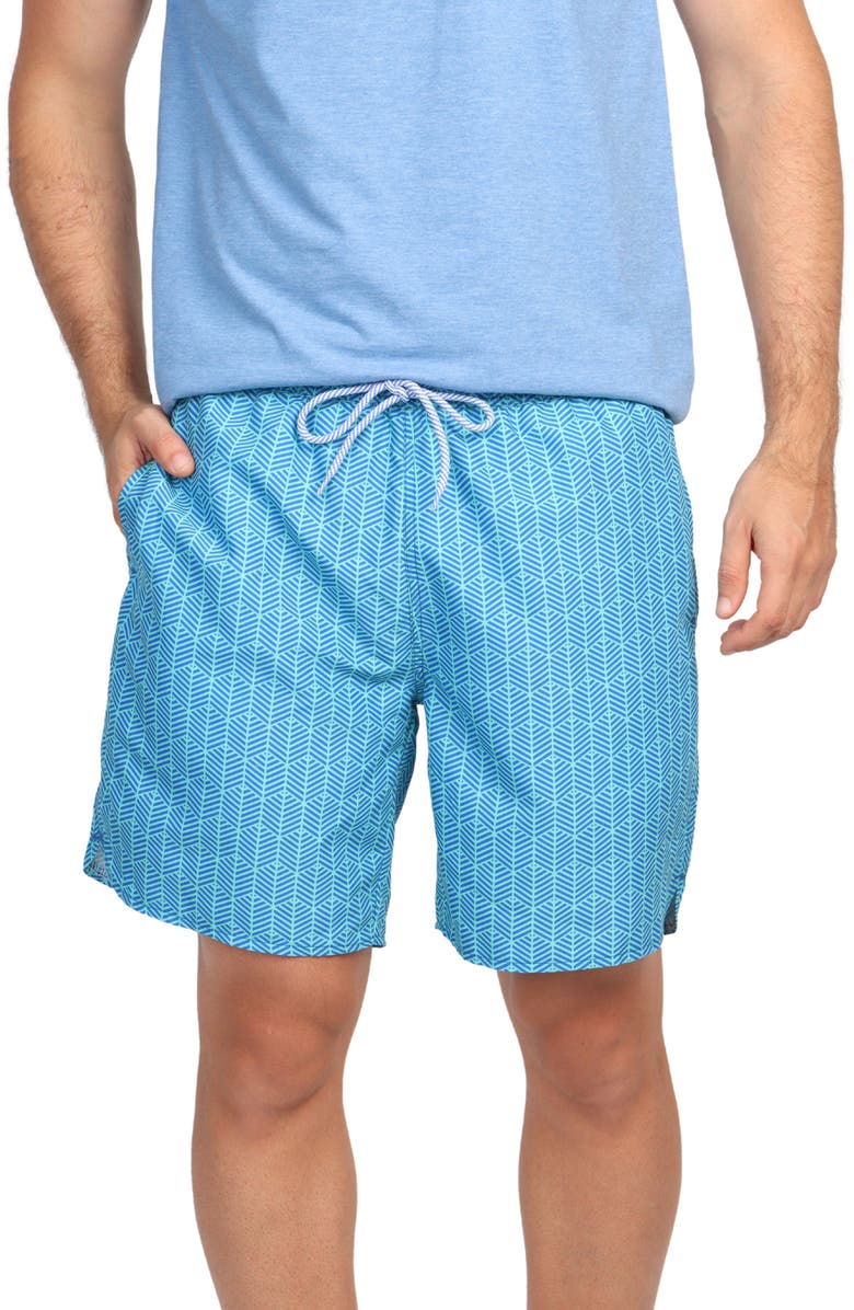 TailorByrd Abstract Geo Swim Shorts, Alternate, color, Aqua