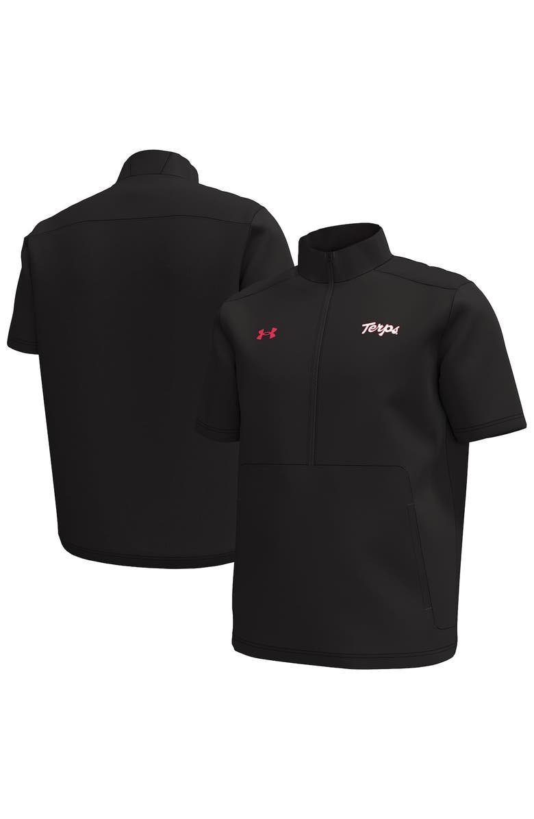 Under Armour Men's Under Armour Black Maryland Terrapins Motivate Quarter-Zip Short Sleeve Top, Alternate, color, Black