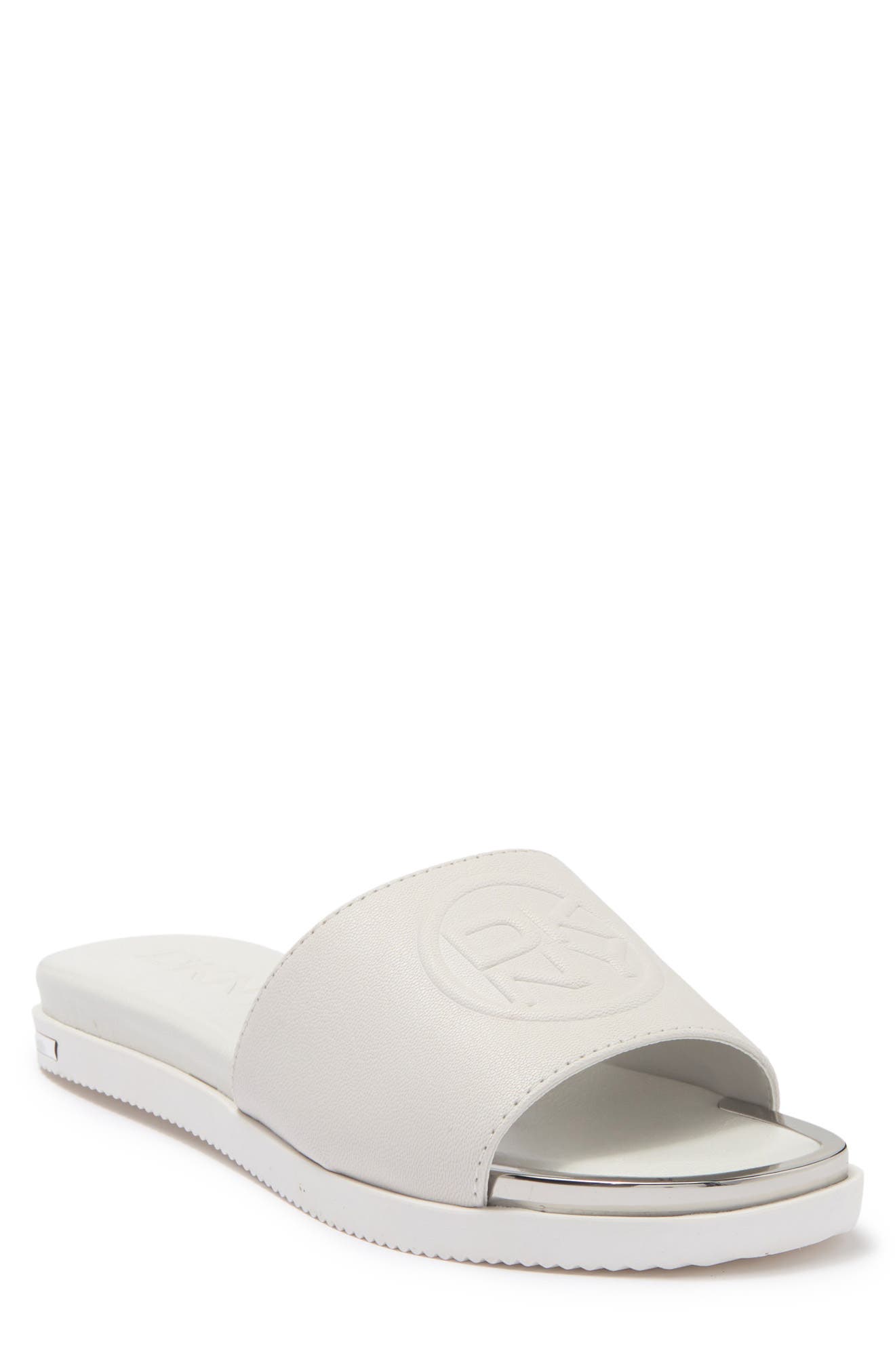 DKNY Brand Logo Embossed Flat Slide (Women) | Nordstromrack