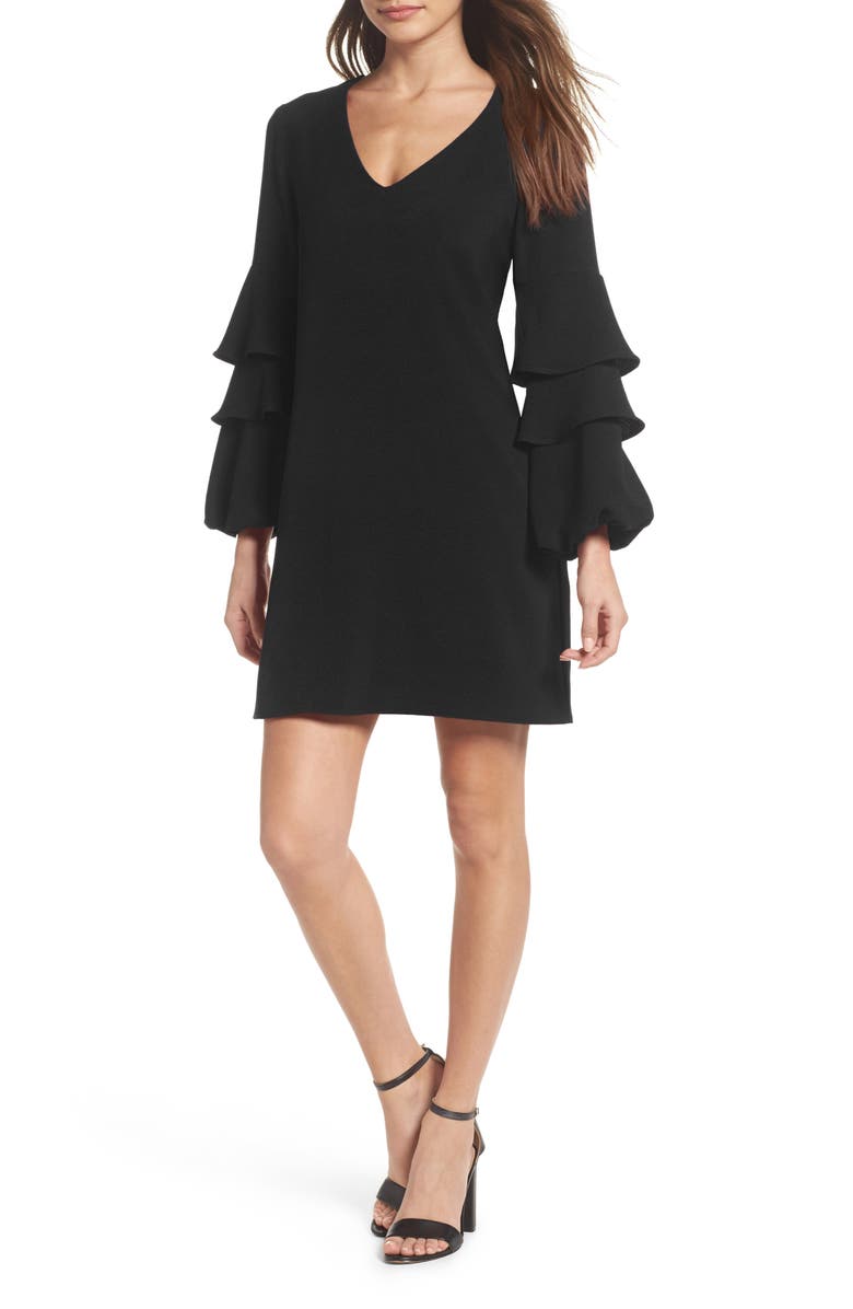 Charles Henry Tiered Ruffle Sleeve Shift Dress, Alternate, color,