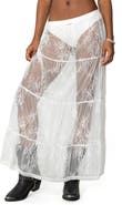 EDIKTED Tiered Sheer Lace Maxi Skirt