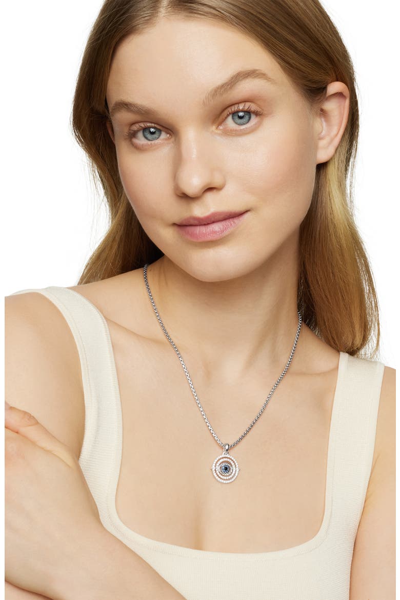 Evil Eye Mobile Amulet in 18K White Gold with Pavé Blue Sapphire and Diamonds, Alternate, color, BLUE SAPPHIRE/WHITE GOLD