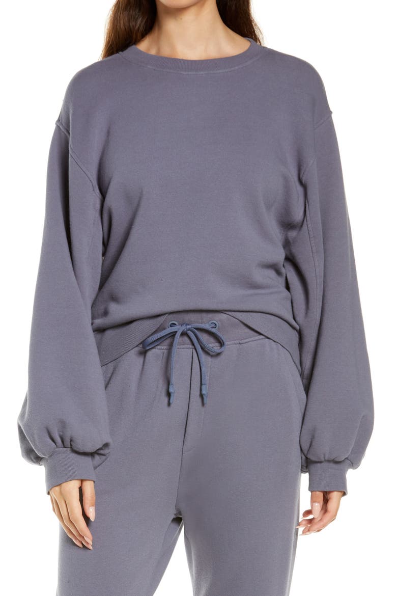Brook Balloon Sleeve Crewneck Pullover, Main, color, CYCLONE