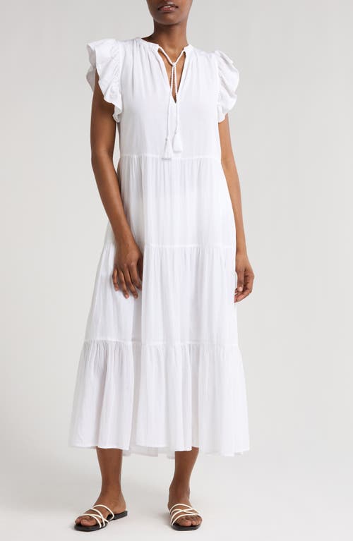 Elan Tiered Cover-Up Maxi Dress in White 