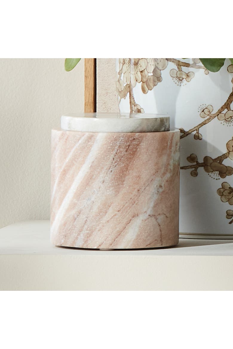 Jaqueline Round Lidded Box Short - Brown/White Marble Accent, Alternate, color, Brown