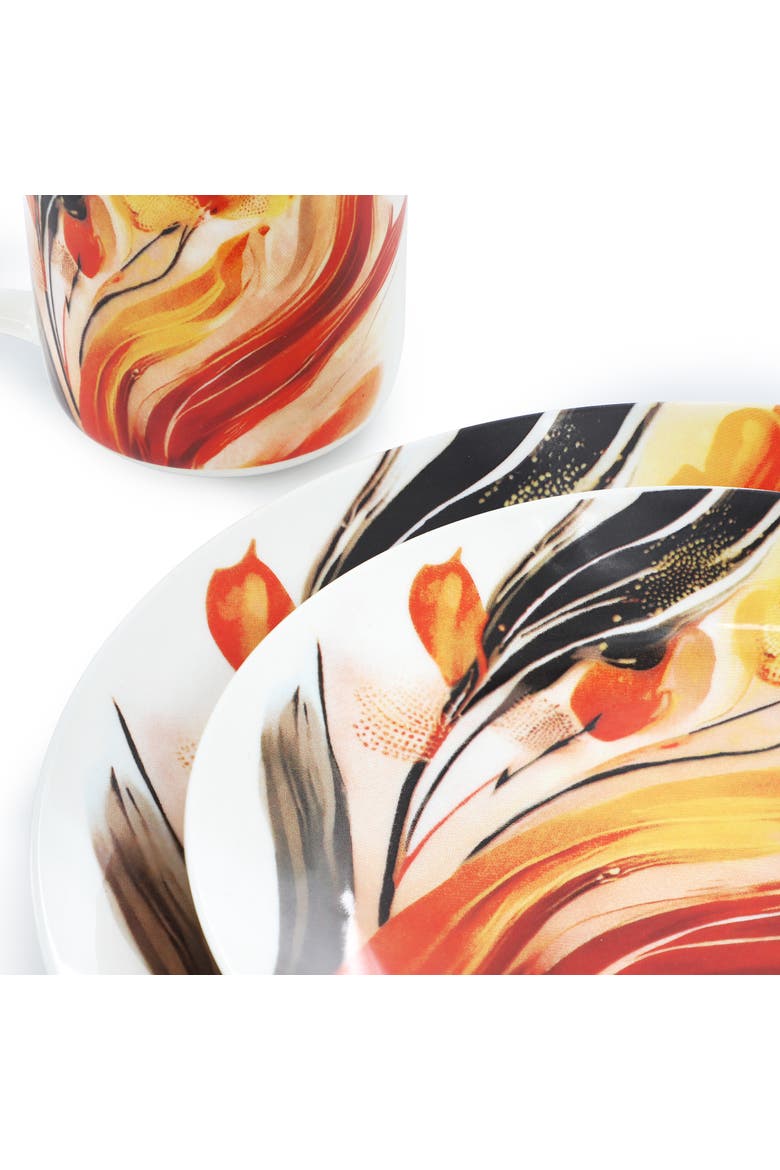 Tulip Fields 16 Piece Round Porcelain Dinnerware Set, Alternate, color, White