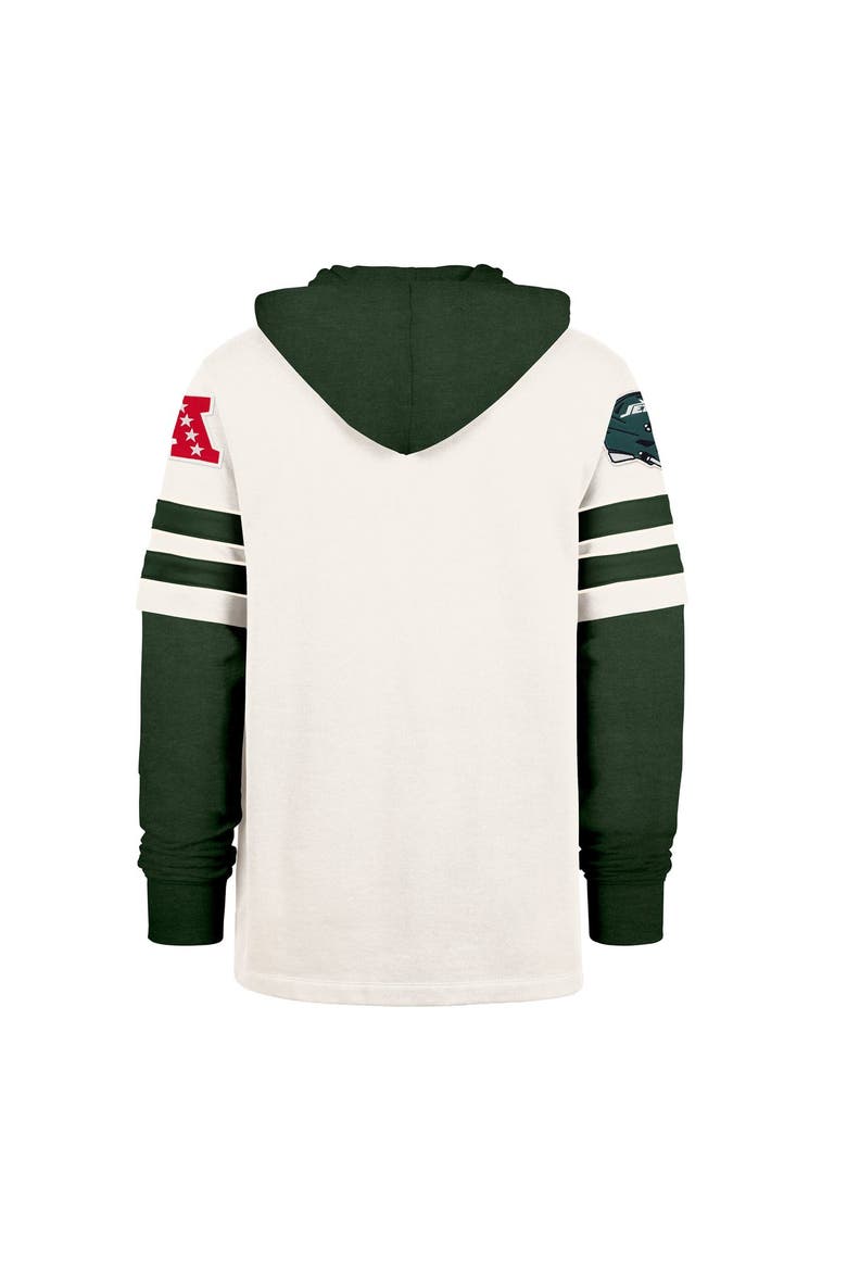 Men's '47  Cream New York Jets Split Zone Cornerback Duo Lacer Hoodie, Alternate, color, Cream