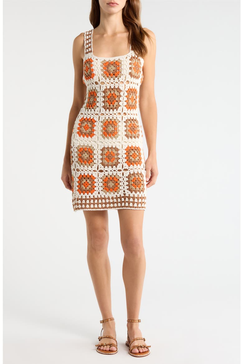 Crochet Cover-Up Dress, Main, color, WHITE CLAY COM