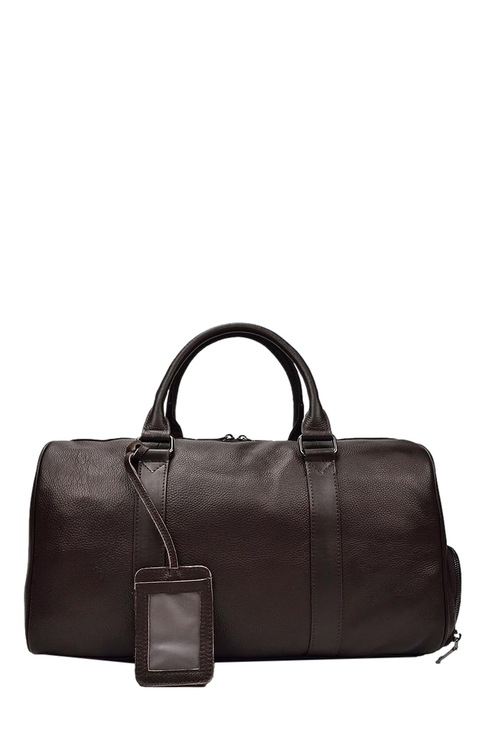 STEEL HORSE LEATHER The Endre Weekender | Vintage Leather Duffle Bag, Alternate, color, Black