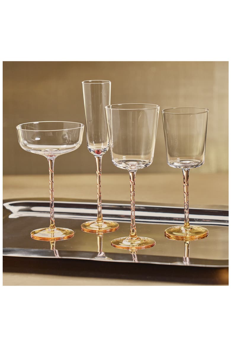 Sachi Set of 6 Champagne Flutes, Alternate, color, AMBER/ PINK