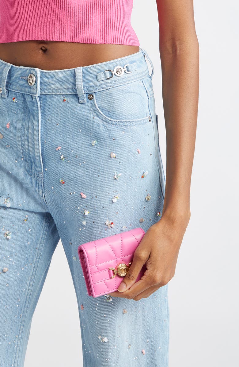 Versace Medusa '95 Compact Leather Bifold Wallet, Alternate, color,