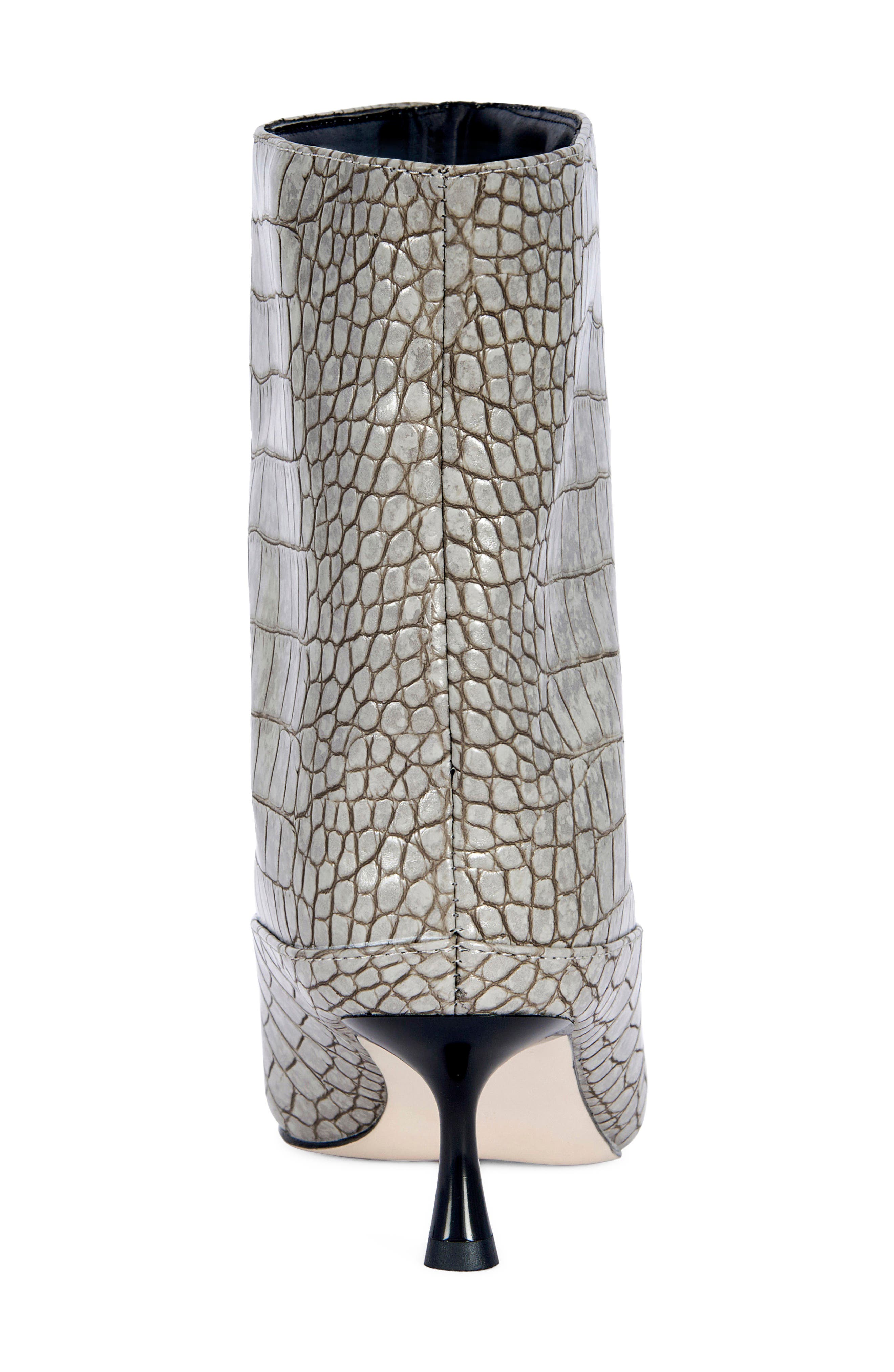 Hayek Croc Embossed Faux Leather Bootie, Alternate, color, SILVER