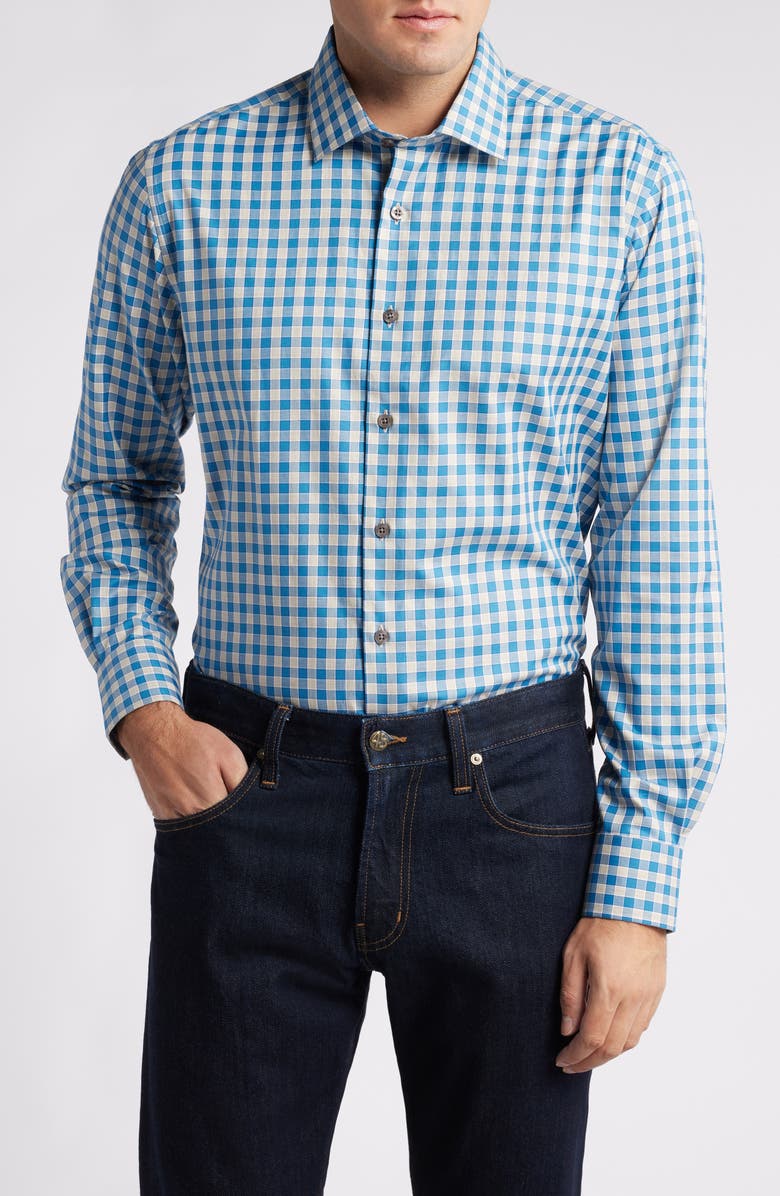 Scott Barber Exploded Check Cotton Button-Up Shirt, Main, color, 