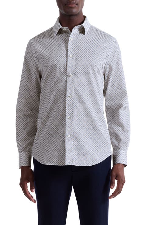 Julian Shaped Fit Geo Print Button-Up Shirt