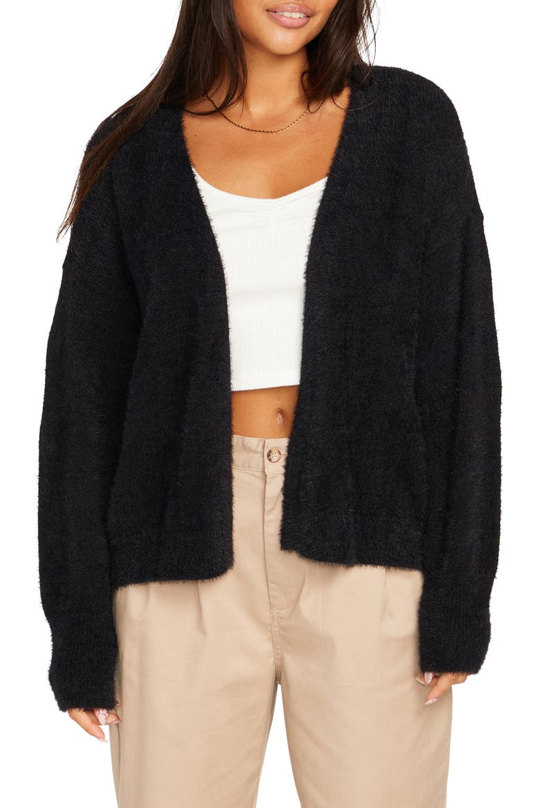 Open Front Lounge Cardigan, Main, color, BLACK