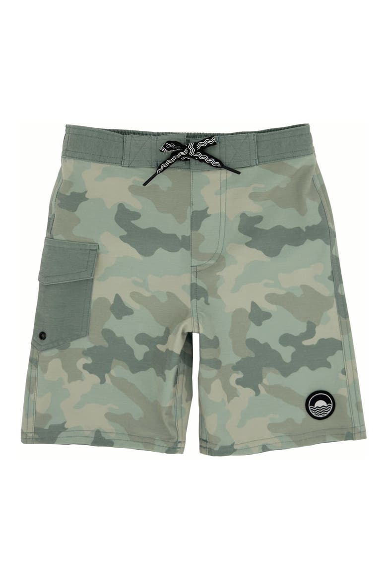 Kids' Camo Long Board Shorts, Main, color, CAMO