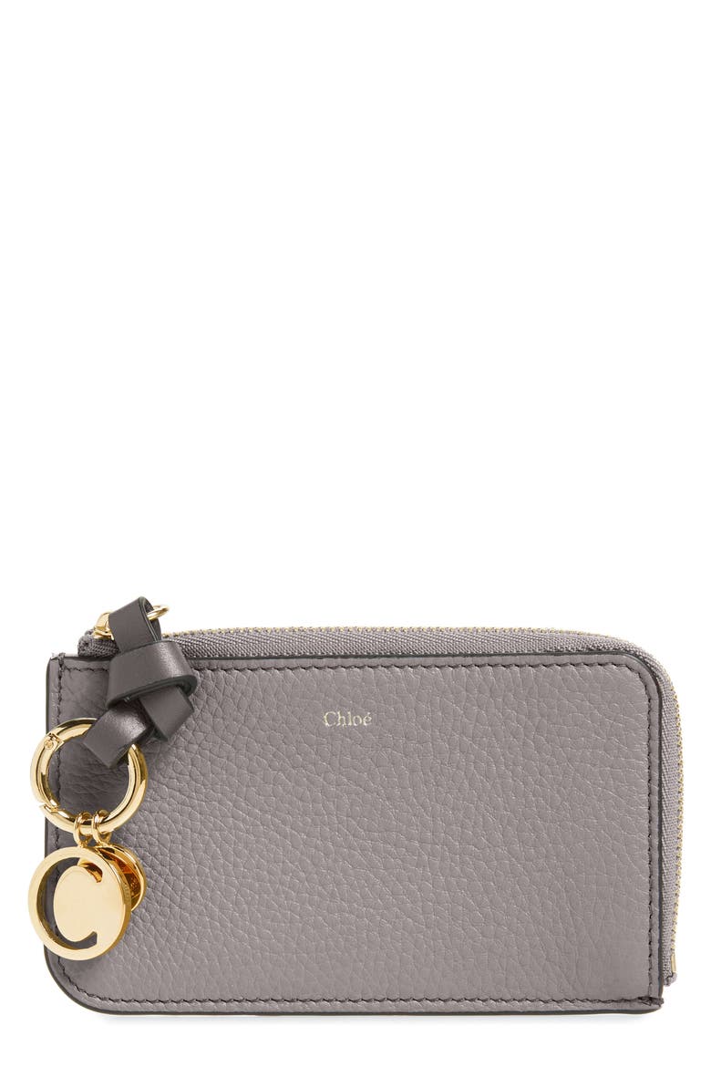 Alphabet Leather Card Holder, Main, color, CASHMERE GREY