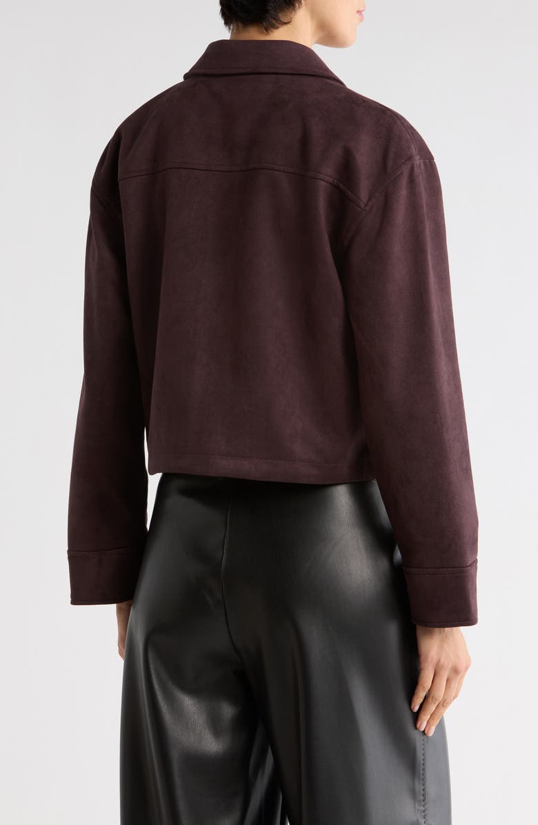 Ellen Tracy Crop Faux Suede Jacket, Alternate, color, Brown