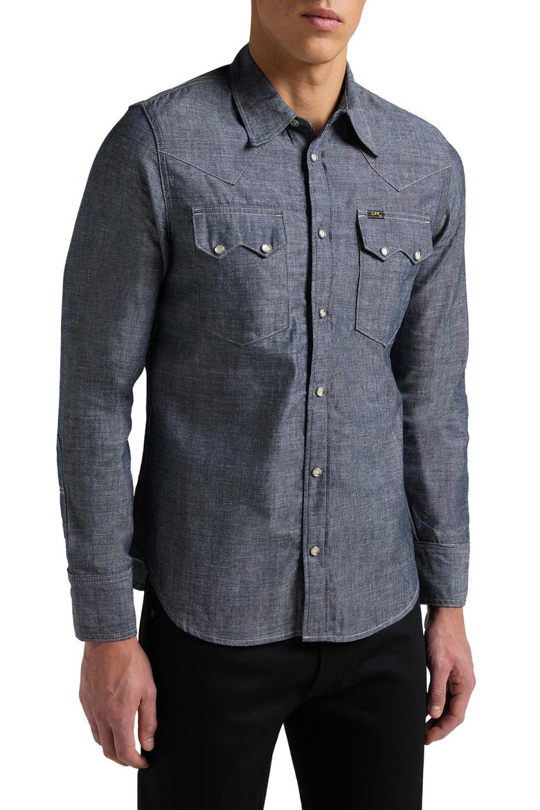 101 Western Chambray Snap-Up Shirt, Main, color, DRY