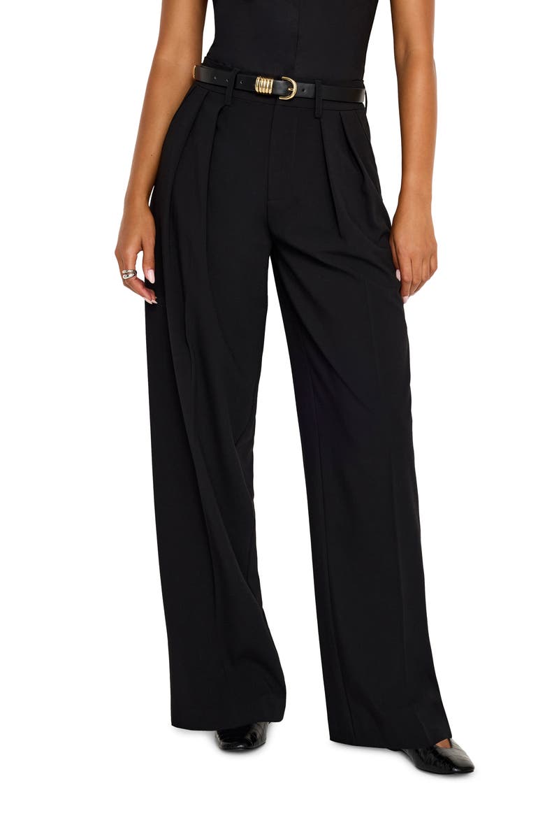 Good '90s Suiting Pleated Wide Leg Pants, Main, color, BLACK001
