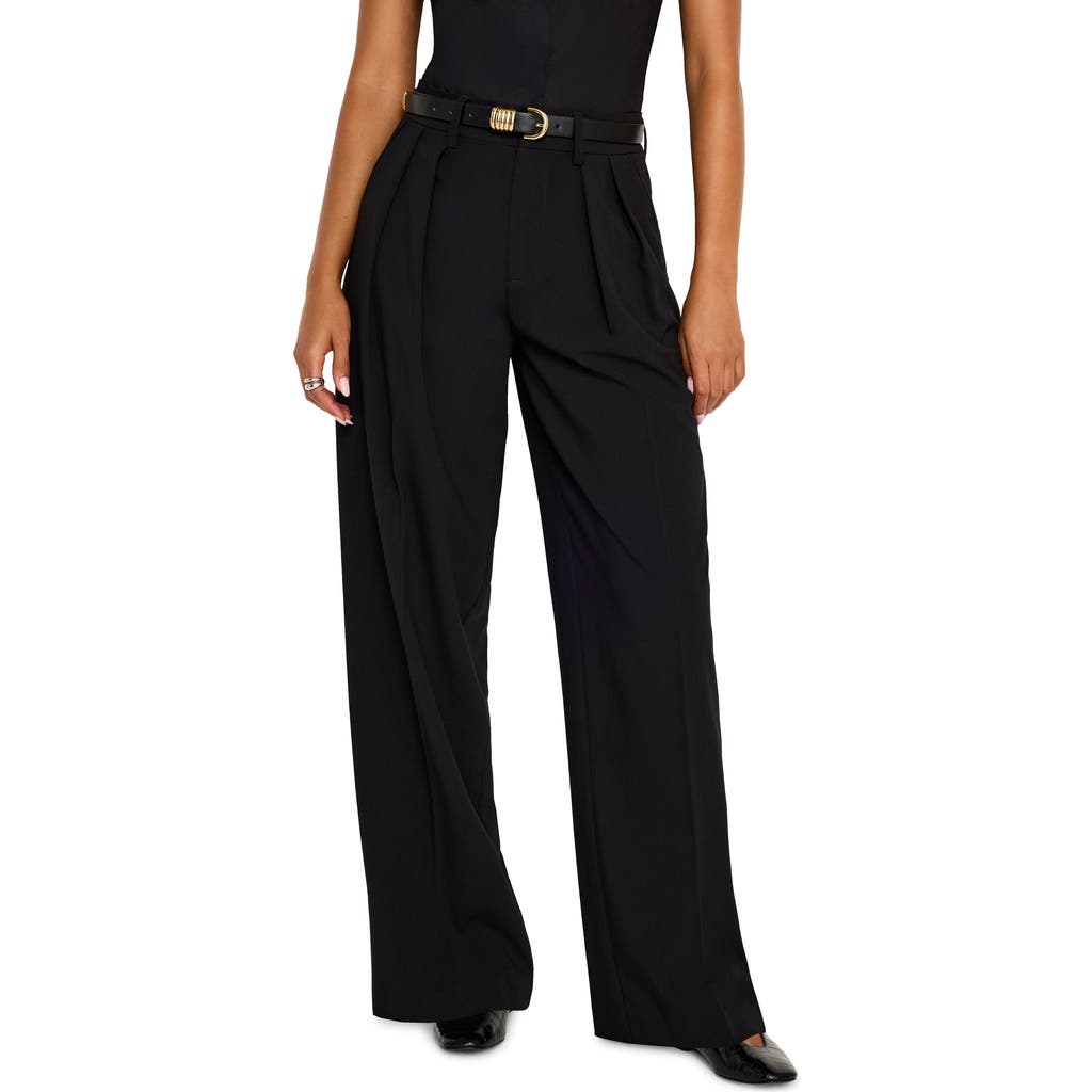 Good American Good '90s Suiting Pleated Wide Leg Pants In Black001
