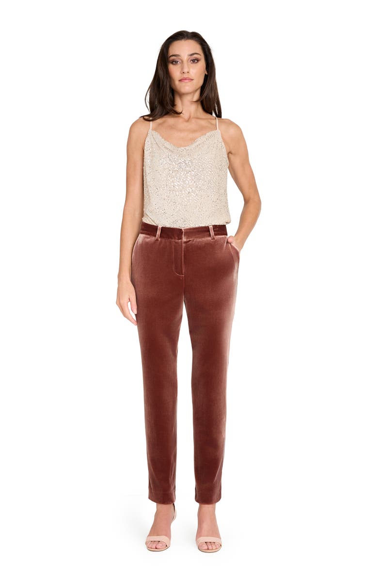 Tahari ASL Sequin Cowl Neck Camisole, Alternate, color, Light Beige Silver