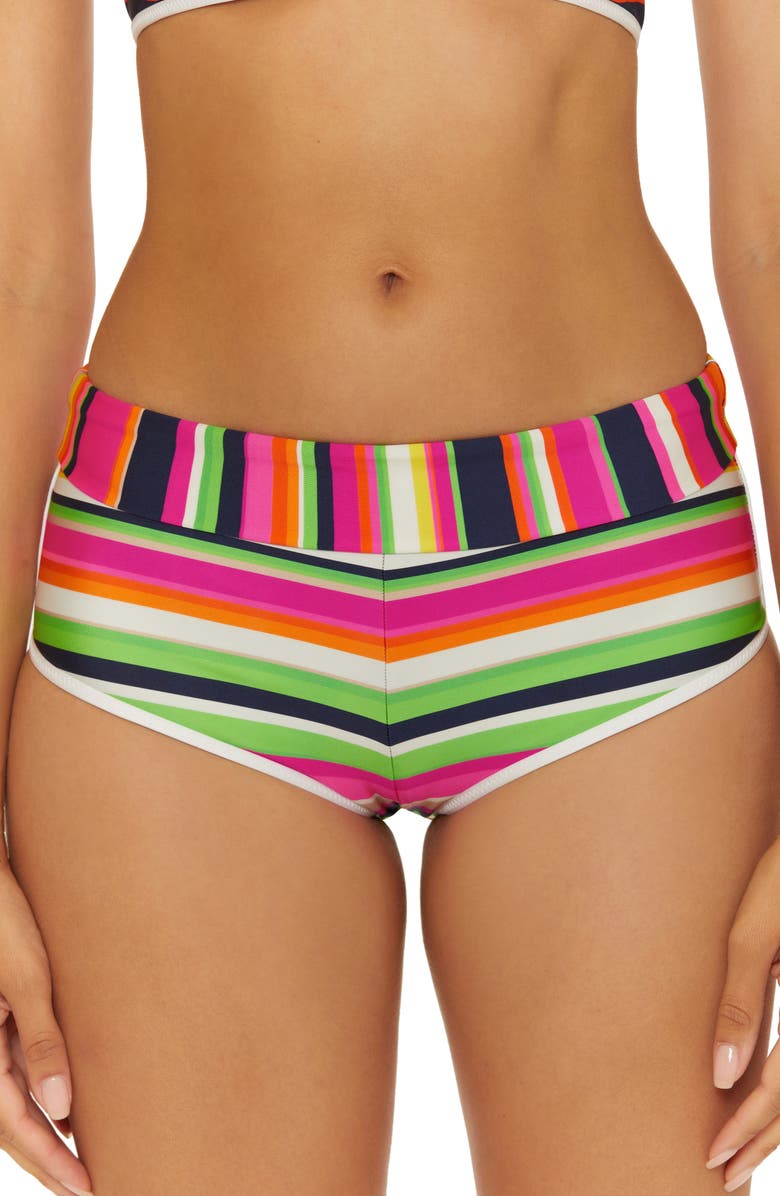 Trina Turk Stripe Swim Shorts, Alternate, color, Pink Multi