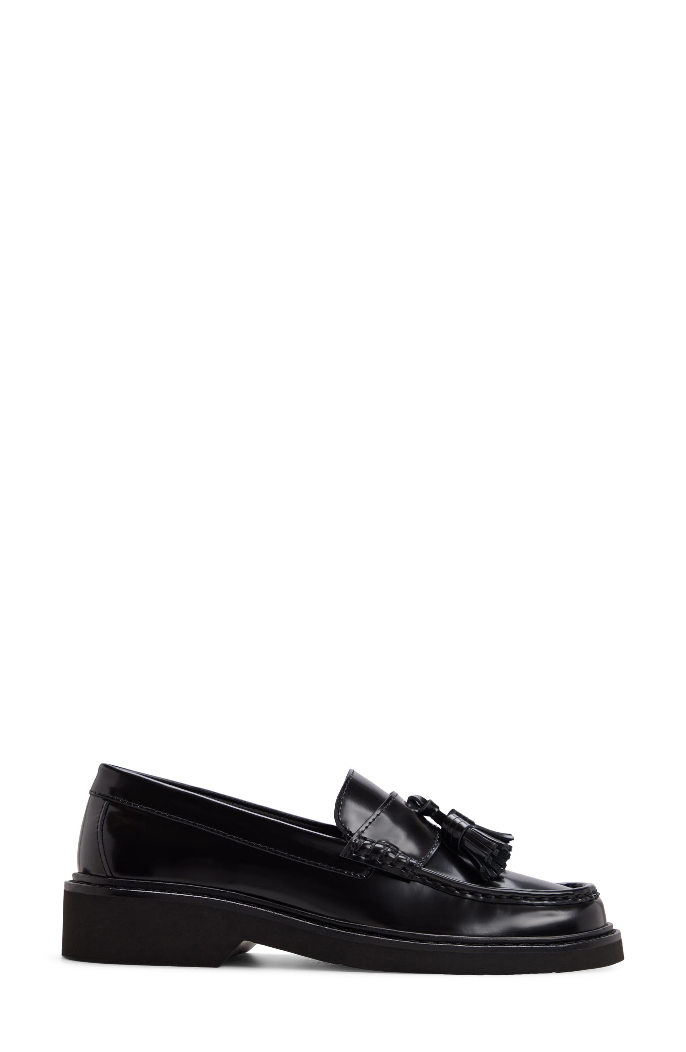 Margot Leather Tassel Loafer, Alternate, color, BLACK